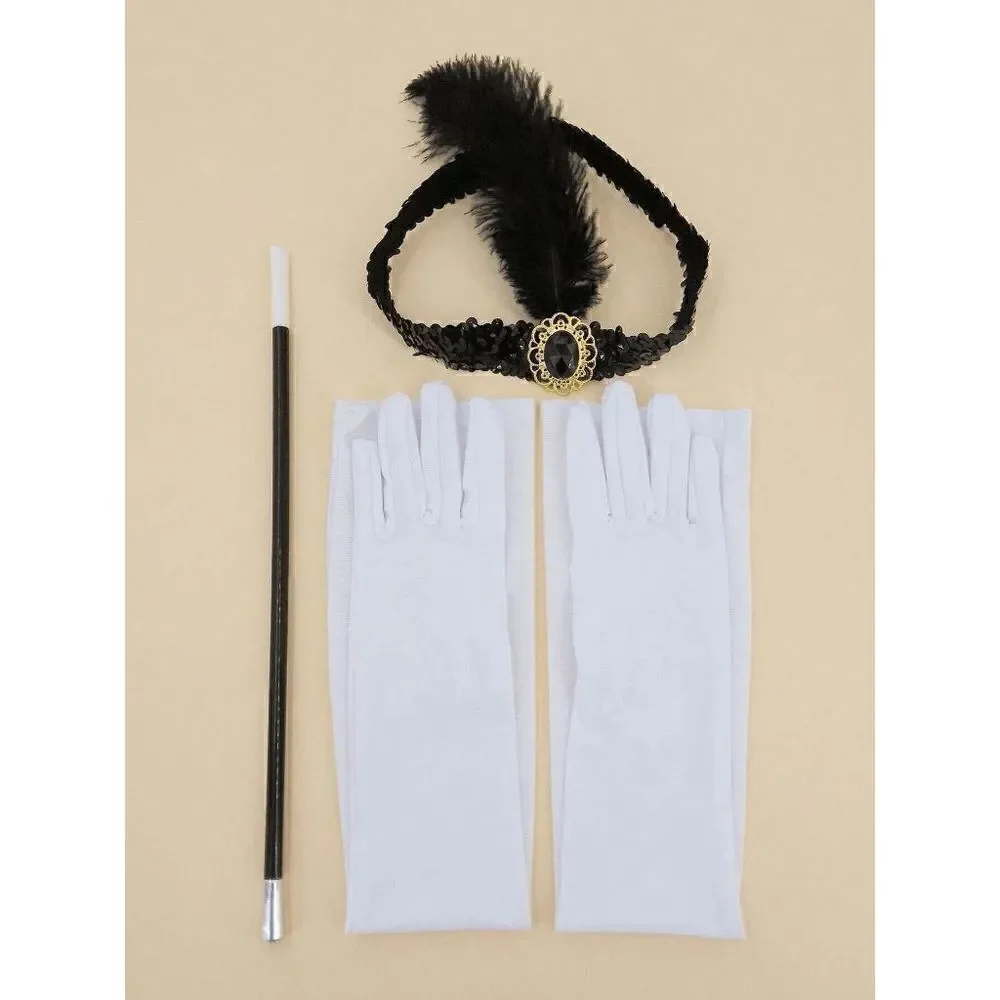 🤍✨ 6PCS 1920s White Accessories Flapper Great Gatsby Retro Costume Set NEW